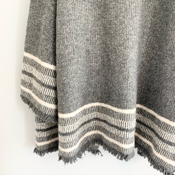 Zara Chunky Knit Oversized Fringe Cardigan Gray - Picture 9 of 9